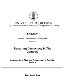 Restoring Democracy in the Gambia?