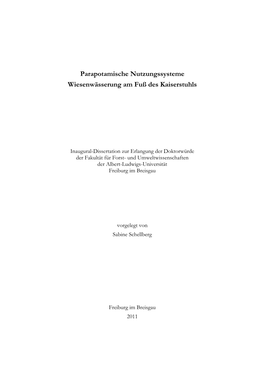 Parapotamische Nutzungssysteme Wiesenwässerung Am Fuß Des Kaiserstuhls