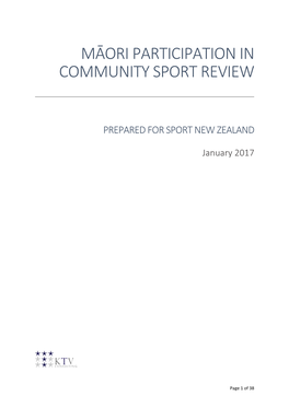 Māori Participation in Community Sport Review