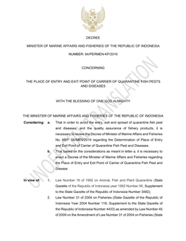 Decree Minister of Marine Affairs and Fisheries of The