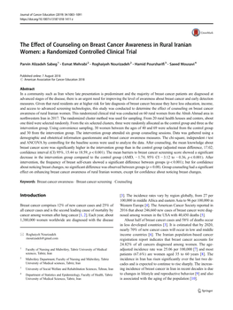 The Effect of Counseling on Breast Cancer Awareness in Rural Iranian Women: a Randomized Controlled Clinical Trial