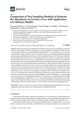 Comparison of Two Sampling Methods to Estimate the Abundance of Lucanus Cervus with Application of N-Mixture Models