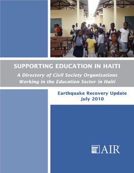 Supporting Education in Haiti a Directory of Civil Society Organizations Working in the Education Sector in Haiti