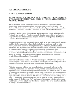 NWFILMTV Press Release