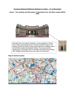 European National Platforms Meeting in London Venue Directions