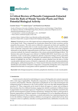 A Critical Review of Phenolic Compounds Extracted from the Bark of Woody Vascular Plants and Their Potential Biological Activity