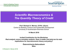 Scientific Macroeconomics & the Quantity Theory of Credit