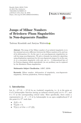 Jumps of Milnor Numbers of Brieskorn–Pham Singularities in Non-Degenerate Families