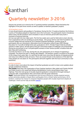 Quarterly Newsletter 3-2016