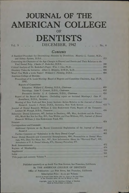 JOURNAL of the AMERICAN COLLEGE of DENTISTS Vol