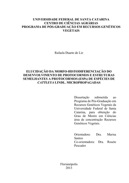 Universidade Federal De Santa Catarina Centro De Ciências Agrárias Programa De Pós-Graduação Em Recursos Genéticos Vegetais