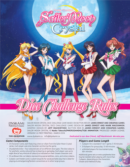 Sailor Moon Crystal Dice Challenge Game Based on Button Men by James Ernest and Cheapass Games