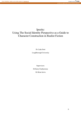 Ipseity: Using the Social Identity Perspective As a Guide to Character Construction in Realist Fiction