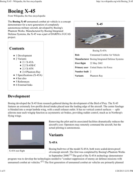 The Boeing X-45 Unmanned Combat Air Vehicle Is a Concept