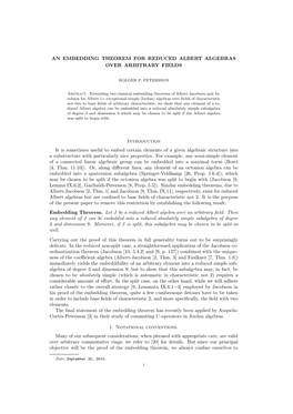 An Embedding Theorem for Reduced Albert Algebras Over Arbitrary Fields