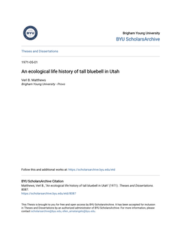 An Ecological Life History of Tall Bluebell in Utah