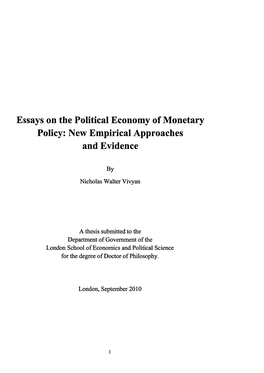 Essays on the Political Economy of Monetary Policy: New Empirical Approaches and Evidence