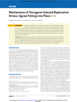 Mechanisms of Oncogene-Induced Replication Stress: Jigsaw Falling Into Place