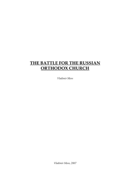 The Battle for the Russian Orthodox Church