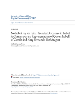 Gender Discourse in Isabel, a Contemporary Representation of Queen Isabel I of Castile and King Fernand