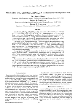 Akrochordite, (Mn,Mg)S(OH)4(Hro)N(Ason)R:A Sheet Structure with Amphibole Walls