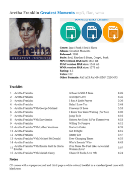 Aretha Franklin Greatest Moments Mp3, Flac, Wma
