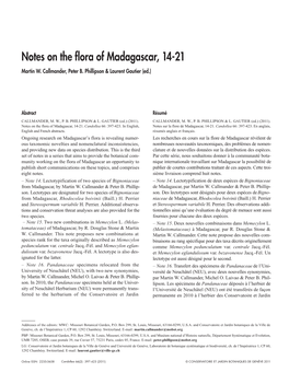 Notes on the Flora of Madagascar, 14-21 Martin W