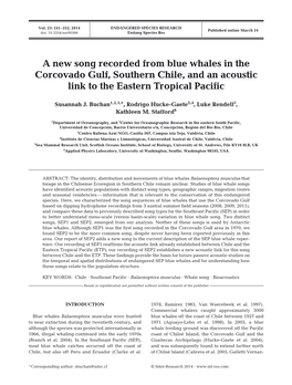 A New Song Recorded from Blue Whales in the Corcovado Gulf, Southern Chile, and an Acoustic Link to the Eastern Tropical Pacific