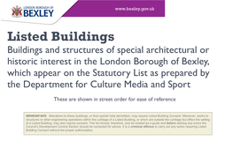 Statutory List of Buildings of Special Architectural Or Historic Interest