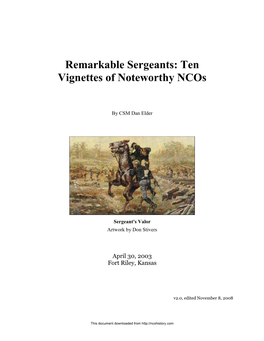 Remarkable Sergeants: Ten Vignettes of Noteworthy Ncos