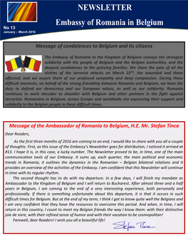 NEWSLETTER Embassy of Romania in Belgium