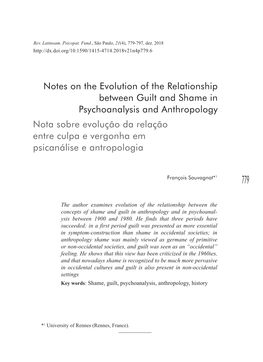 Notes on the Evolution of the Relationship Between Guilt And