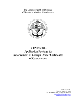 CDMP-5000 Application Package for Endorsement of Foreign Officer Certificates of Competence