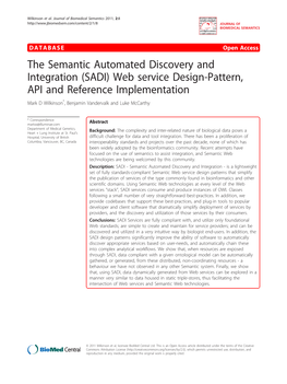 The Semantic Automated Discovery and Integration (SADI) Web Service