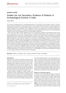 Smaller but Not Secondary: Evidence of Rodents in Archaeological Ancient Asia Context in India