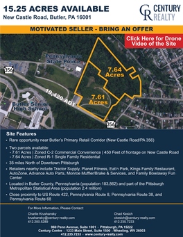 15.25 ACRES AVAILABLE New Castle Road, Butler, PA 16001