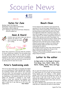 Dates for June Seen & Heard Peter's Fundraising Ends Beach Clean