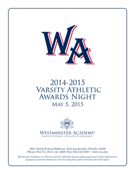 2014-2015 Varsity Athletic Awards Night May 5, 2015