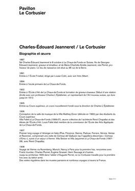 Charles-Édouard Jeanneret / Le Corbusier Biographie Et Œuvre