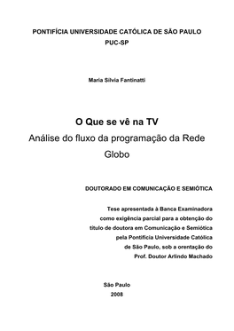 O Que Se Vê Na TV Análise Do Fluxo Da Programação Da Rede Globo