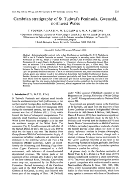 Cambrian Stratigraphy of St Tudwal's Peninsula, Gwynedd, Northwest