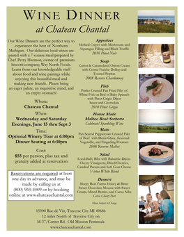 WINE Dinner Poster with Menu 2011