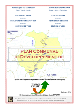 Plan Communal Dedéveloppement De Yoko