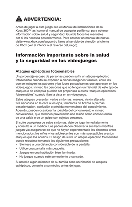 Información Importante Sobre La Salud Y La Seguridad En Los Videojuegos