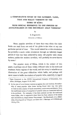 A Comparative Study of the Sanskrit, Tamil, Thai And