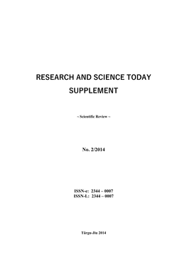 Research and Science Today Supplement 2/2014