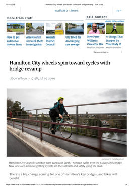 Hamilton City Wheels Spin Toward Cycles with Bridge Revamp | Stuff.Co.Nz