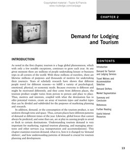 Demand for Lodging and Tourism