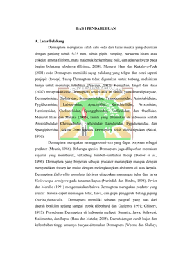 BAB I PENDAHULUAN A. Latar Belakang Dermaptera Merupakan