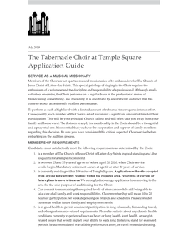 The Tabernacle Choir at Temple Square Application Guide